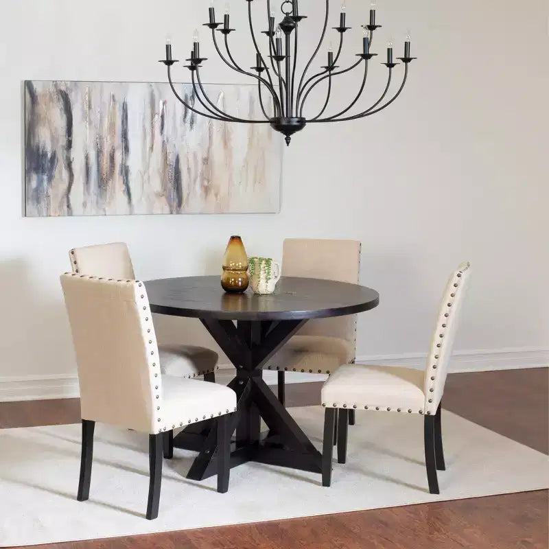 Ensemble de salle à manger 5 pièces Mytzi de Roundhill Furniture, table à manger à piètement croisé avec 4 chaises élégantes