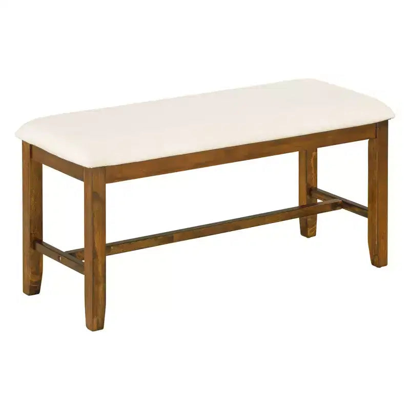 Ensemble de salle à manger rectangulaire 6 pièces en bois Whisen avec 4 chaises en tissu et un banc