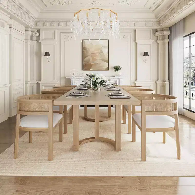 Christopher Knight Home Lythor, ensemble de salle à manger 7 pièces en cannage et hévéa avec rembourrage
