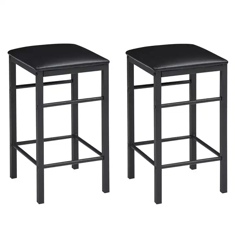 VECELO Ensemble de 3 pièces table et chaises de bar hauteur comptoir, Table de salle à manger rectangulaire pour 2 avec chaises en cuir PU et plateau en marbre