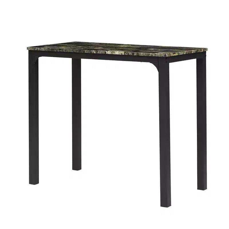VECELO Ensemble de 3 pièces table et chaises de bar hauteur comptoir, Table de salle à manger rectangulaire pour 2 avec chaises en cuir PU et plateau en marbre