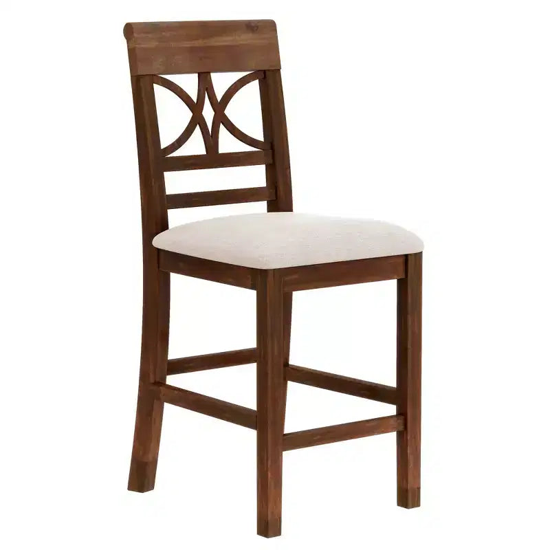 Ensemble de table à manger Whisen Rustic 6 pièces à hauteur de comptoir avec banc et 4 chaises rembourrées