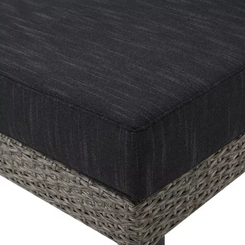 GDFStudio Hensley Salon de jardin en osier 5 places en forme de V avec coussins, noir mélangé/gris foncé