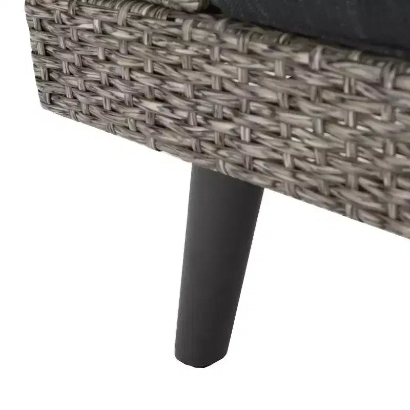 GDFStudio Hensley Salon de jardin en osier 5 places en forme de V avec coussins, noir mélangé/gris foncé
