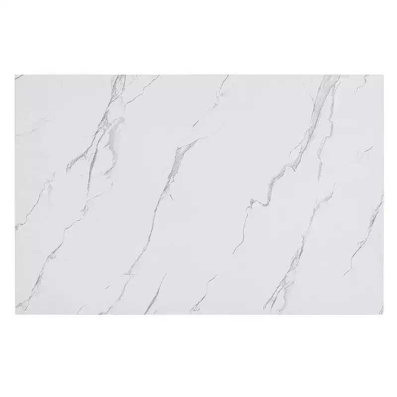 Ensemble de salle à manger 5 pièces avec table à manger en faux marbre, 4 chaises de salle à manger épaisses et rembourrées, gris/blanc - ModernLuxe