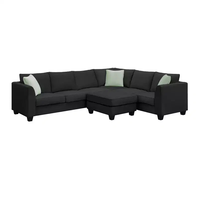Canapé sectionnel modulaire en forme de L, style minimaliste Whisen, ensemble de salon comprenant un pouf et des coussins