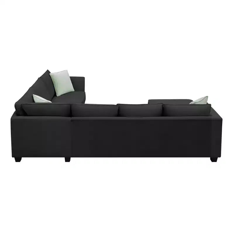 Canapé sectionnel modulaire en forme de L, style minimaliste Whisen, ensemble de salon comprenant un pouf et des coussins