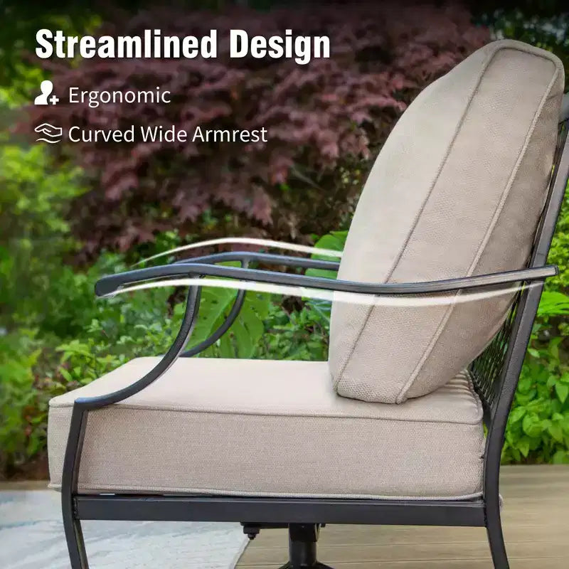 Captiva Designs Ensemble de salon de jardin 4 pièces avec braséro et fauteuils pivotants pour jardin, piscine, terrasse