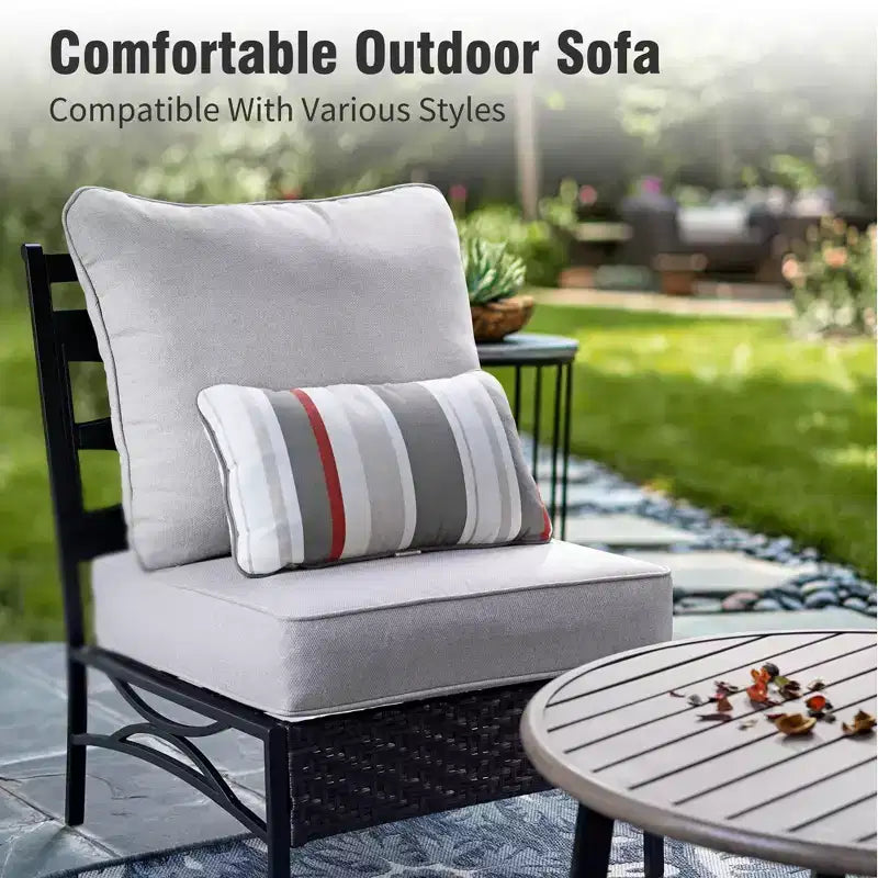 Captiva Designs Salon de jardin demi-lune 8 pièces avec 2 tables rondes pour jardin, bord de piscine, balcon, arrière-cour