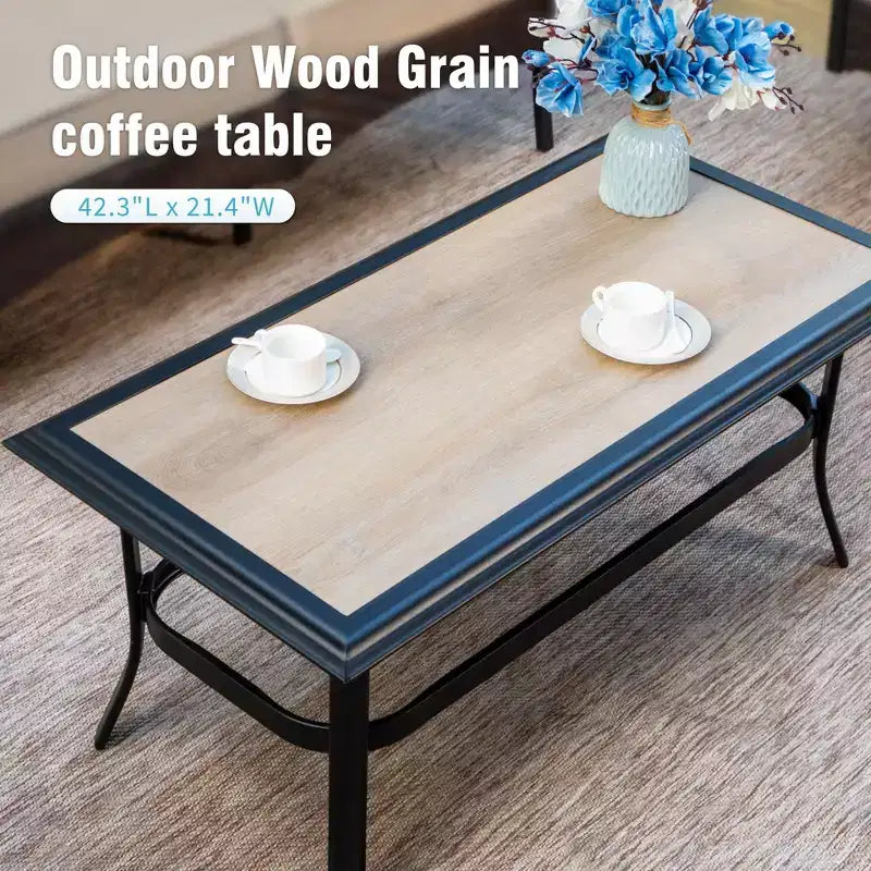 Captiva Designs Ensemble de conversation d'extérieur 5 pièces extra large en métal et rotin avec table basse et causeuse