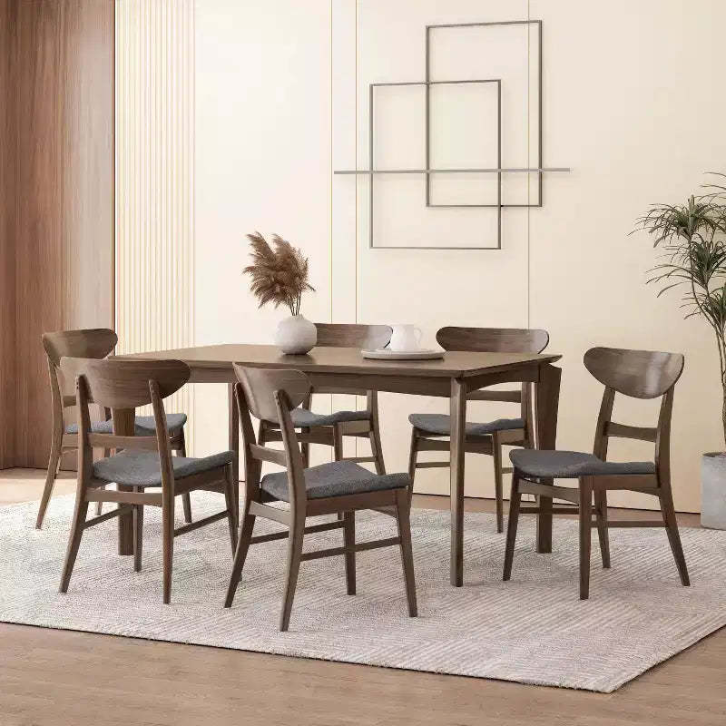 Ensemble de salle à manger 7 pièces en bois et tissu Amesbury Christopher Knight Home