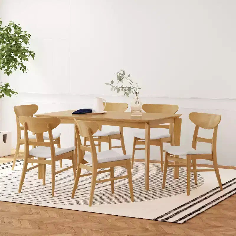 Ensemble de salle à manger 7 pièces en bois et tissu Amesbury Christopher Knight Home