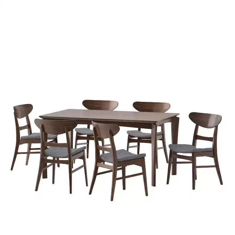 Ensemble de salle à manger 7 pièces en bois et tissu Amesbury Christopher Knight Home