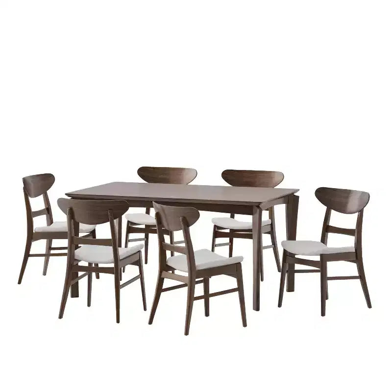Ensemble de salle à manger 7 pièces en bois et tissu Amesbury Christopher Knight Home
