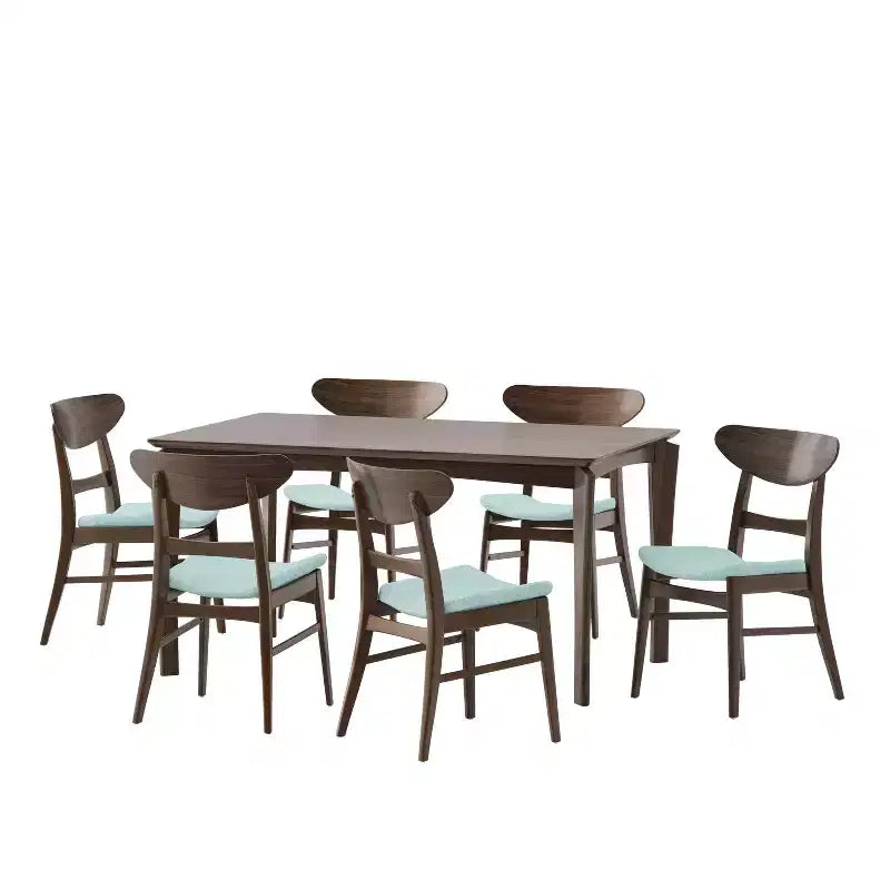 Ensemble de salle à manger 7 pièces en bois et tissu Amesbury Christopher Knight Home