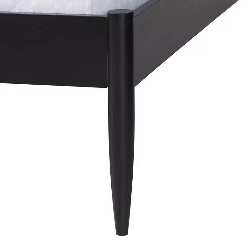 Ensemble de chambre 4 pièces Shirin queen en tissu beige et bois noir de style milieu de siècle Baxton Studio