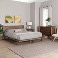 Baxton Studio Alyssa Japandi Walnut Brown Wood 3-Piece Bedroom Set