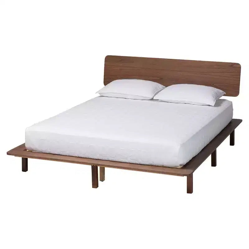 Ensemble de chambre à coucher 3 pièces Baxton Studio Alyssa Japandi en bois de noyer brun