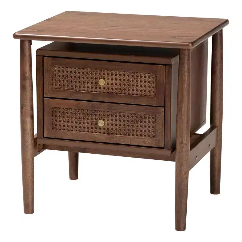 Ensemble de chambre à coucher 3 pièces Baxton Studio Alyssa Japandi en bois de noyer brun
