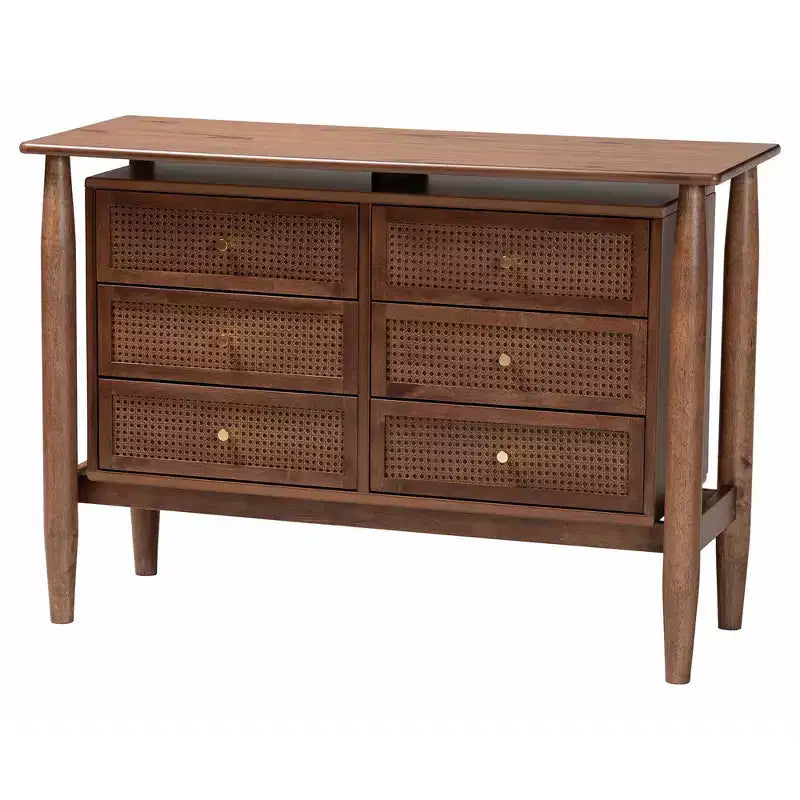 Ensemble de chambre à coucher 3 pièces Baxton Studio Alyssa Japandi en bois de noyer brun