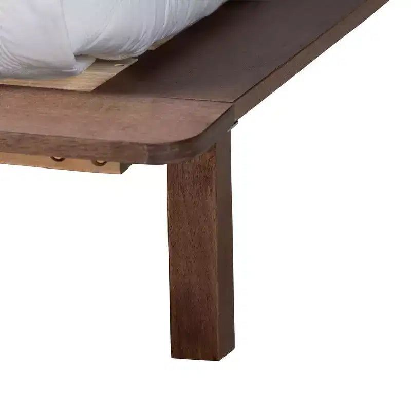 Ensemble de chambre à coucher 3 pièces Baxton Studio Alyssa Japandi en bois de noyer brun