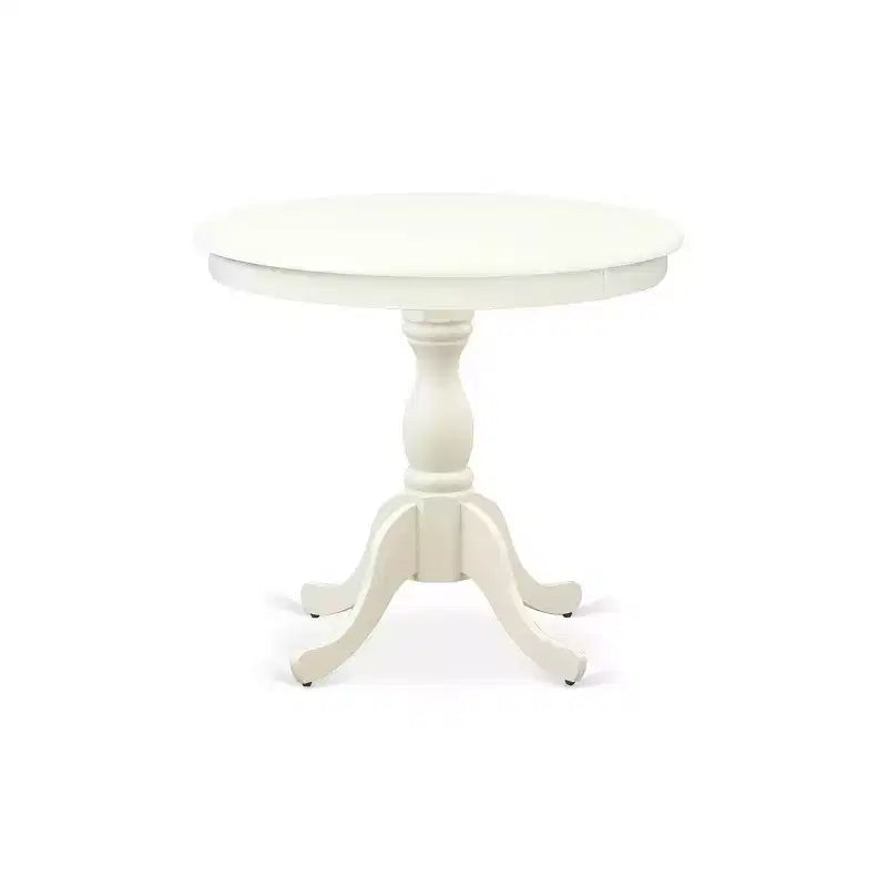 Ensemble table de salle à manger ronde sur pied et 4 chaises HomeStock Linen White