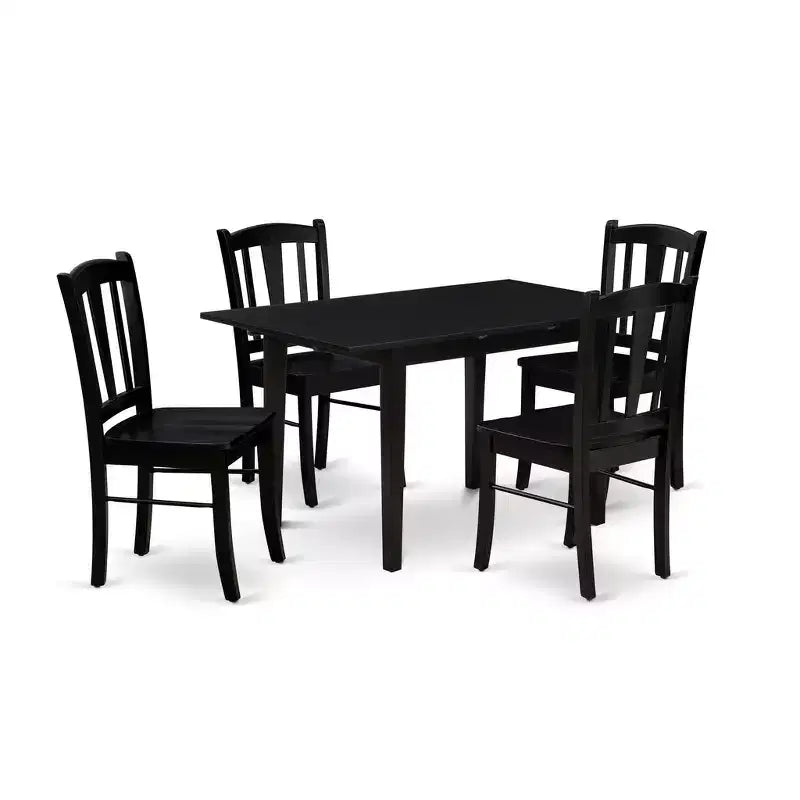 HomeStock Ensemble de 5 pièces pour cuisine Table Chaises Fini Noir