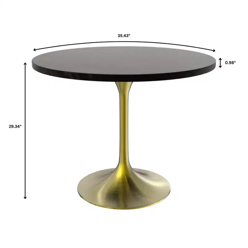 Ensemble de salle à manger 5 pièces LeisureMod Verve - Table ronde en MDF de 91,4 cm, 4 chaises de salle à manger en cuir