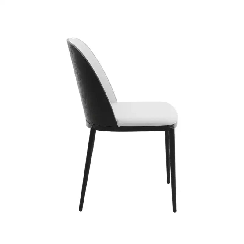 Ensemble de salle à manger 5 pièces LeisureMod Verve - Table ronde en MDF de 91,4 cm, 4 chaises de salle à manger en cuir