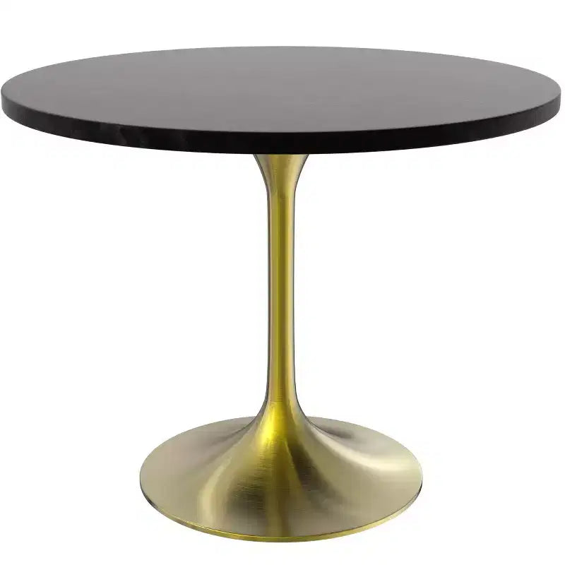 Ensemble de salle à manger 5 pièces LeisureMod Verve - Table ronde en MDF de 91,4 cm, 4 chaises de salle à manger en cuir