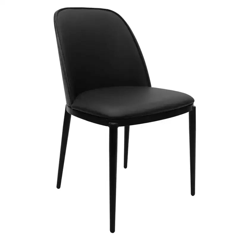 Ensemble de salle à manger 5 pièces LeisureMod Verve - Table ronde en MDF de 91,4 cm, 4 chaises de salle à manger en cuir