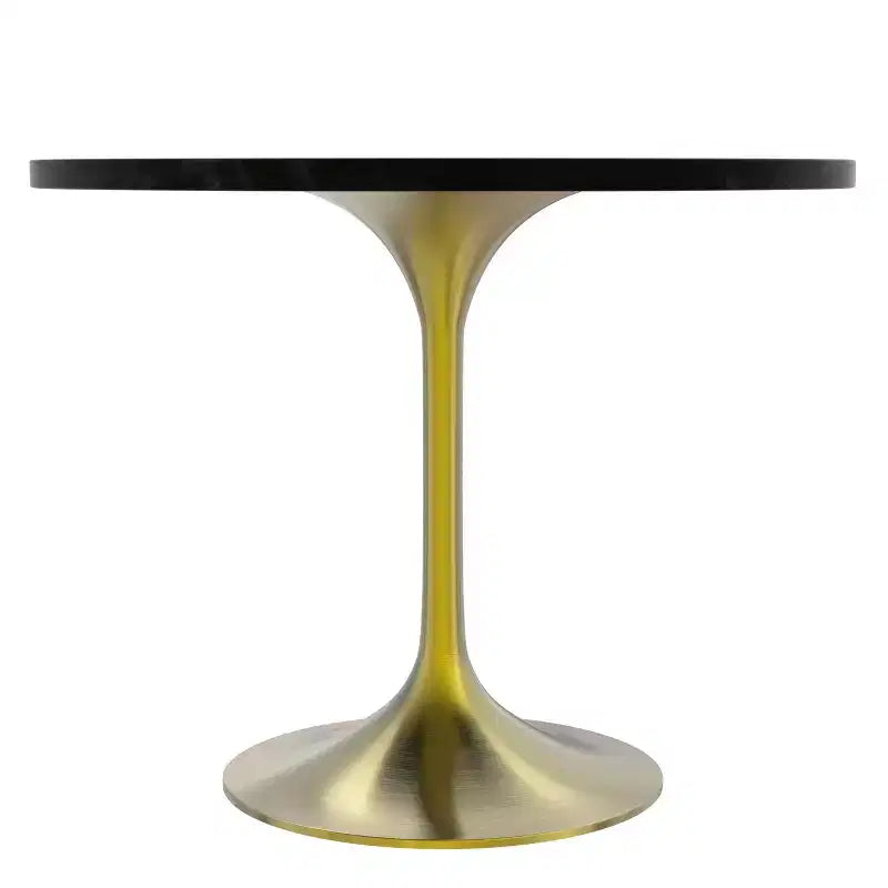 Ensemble de salle à manger 5 pièces LeisureMod Verve - Table ronde en MDF de 91,4 cm, 4 chaises de salle à manger en cuir