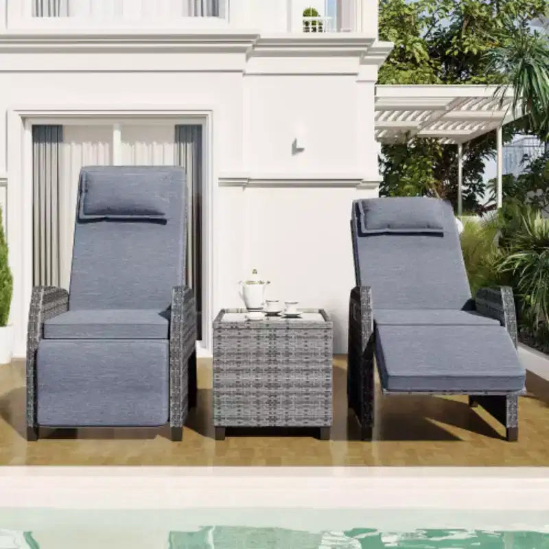 Rattan 2-Seater and Coffee Table Set: Adjustable, Perfect for Outdoor Spaces