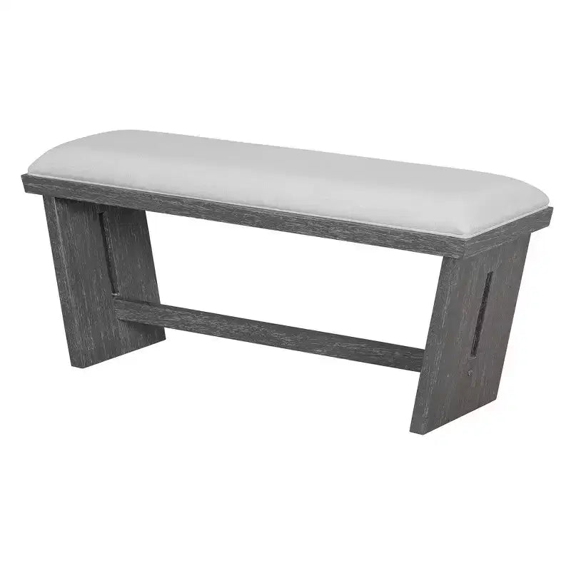 Whisen Ensemble de 6 pièces de table et chaises de salle à manger de cuisine rétro pour 6 personnes, ensemble table et chaises de cuisine en bois avec banc, piètement à tréteaux, coussin moelleux
