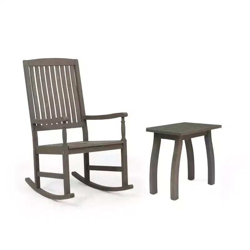 Christopher Knight Home Reynard Ensemble chaise berçante et table d'extérieur en bois d'acacia avec design à lattes