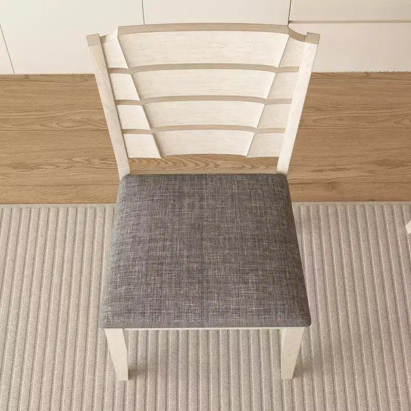 Ensemble de salle à manger 7 pièces de style rustique VECELO pour 6 personnes, table en bois d'hévéa avec 6 chaises de salle à manger rembourrées, gris