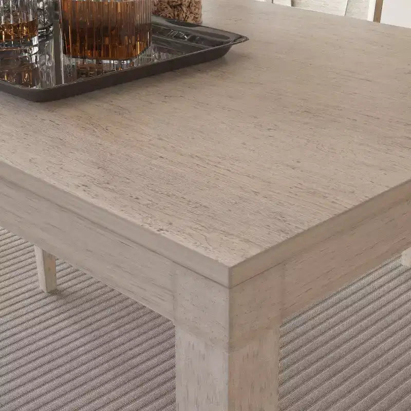 Ensemble de salle à manger 7 pièces de style rustique VECELO pour 6 personnes, table en bois d'hévéa avec 6 chaises de salle à manger rembourrées, gris
