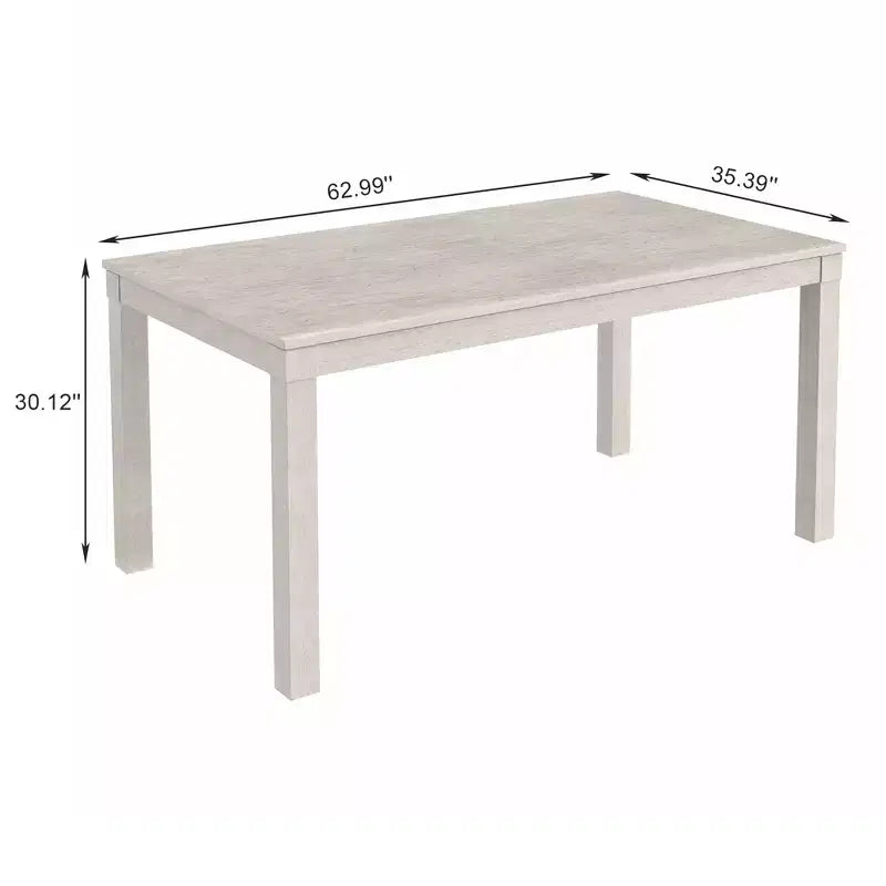 Ensemble de salle à manger 7 pièces de style rustique VECELO pour 6 personnes, table en bois d'hévéa avec 6 chaises de salle à manger rembourrées, gris