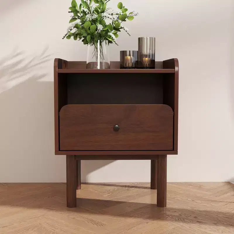 Ensemble de 2 meubles de chambre Roundhill Furniture Wyller, lit plateforme avec table de chevet, noyer naturel, grand lit