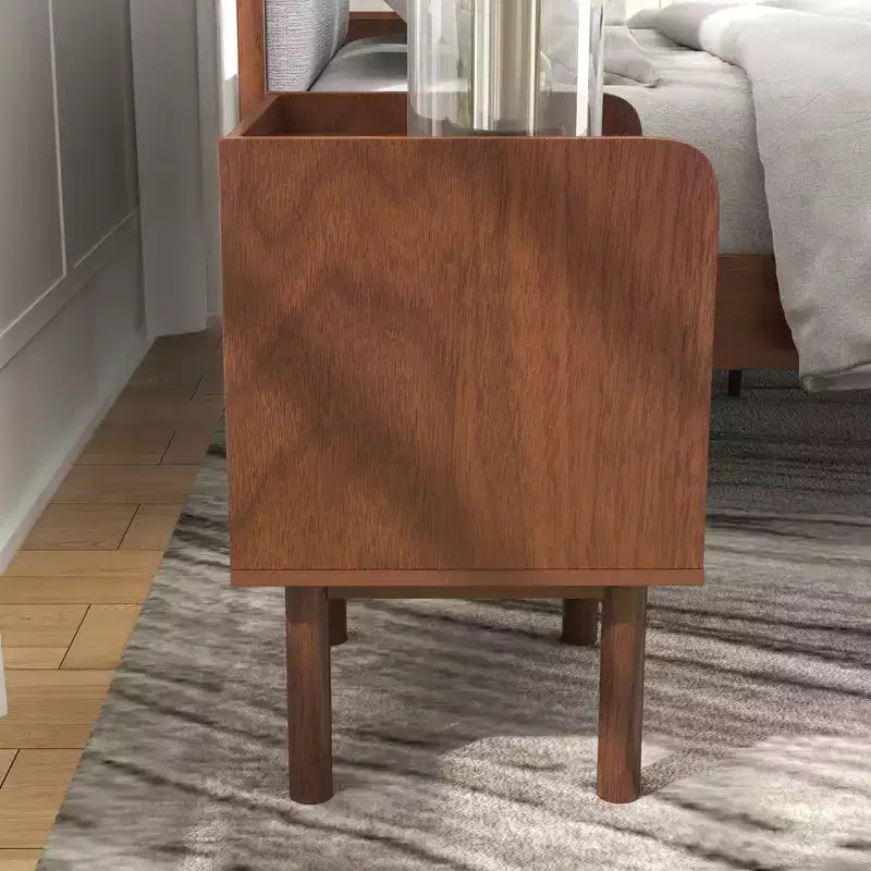 Ensemble de 2 meubles de chambre Roundhill Furniture Wyller, lit plateforme avec table de chevet, noyer naturel, grand lit