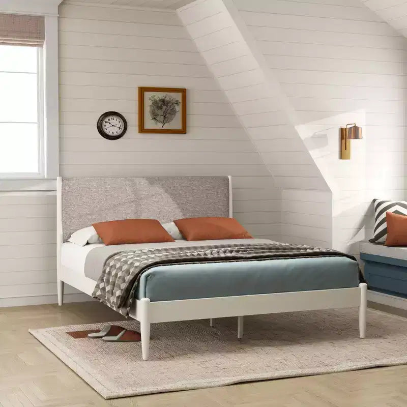 Ensemble de chambre à coucher Roundhill Furniture Feeney 3 pièces, lit plateforme avec deux tables de chevet, blanc crème, grand lit