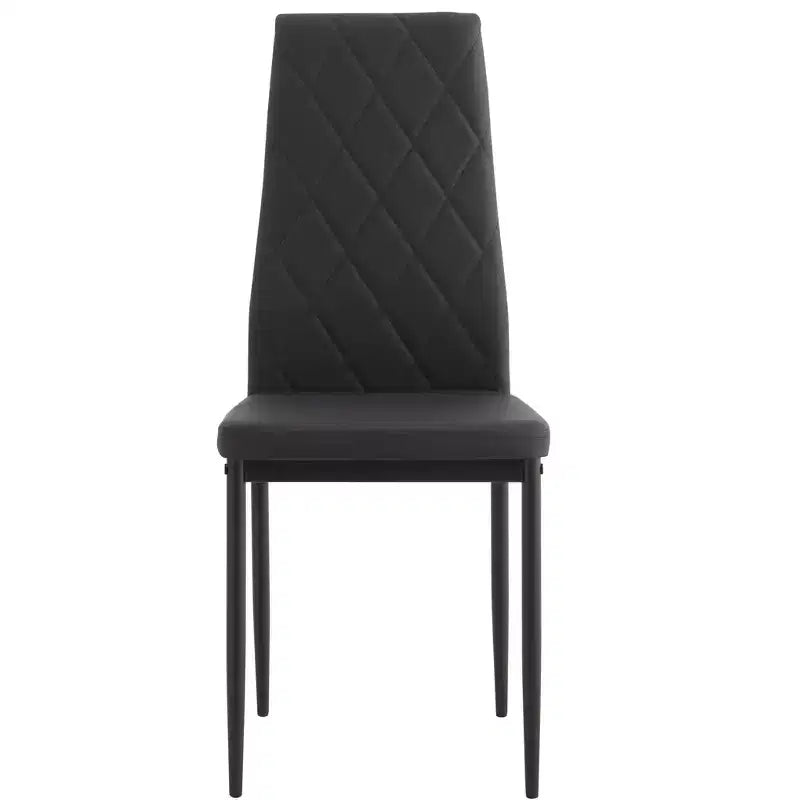 Ensemble de salle à manger 5/7 pièces, table de salle à manger avec chaises en PU et plateau en verre trempé, noir-ModernLuxe