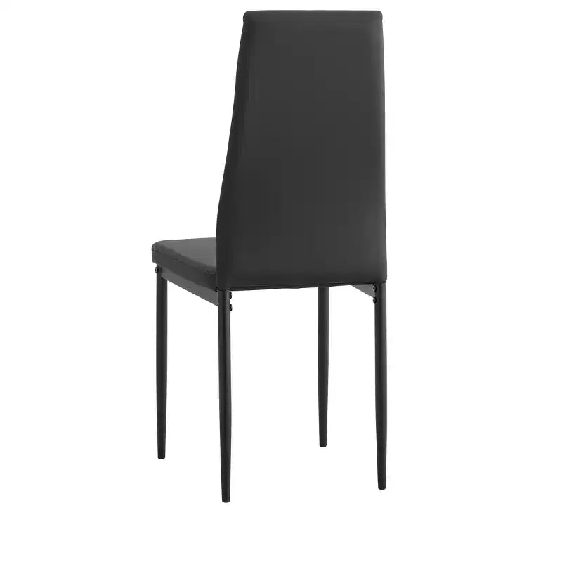 Ensemble de salle à manger 5/7 pièces, table de salle à manger avec chaises en PU et plateau en verre trempé, noir-ModernLuxe