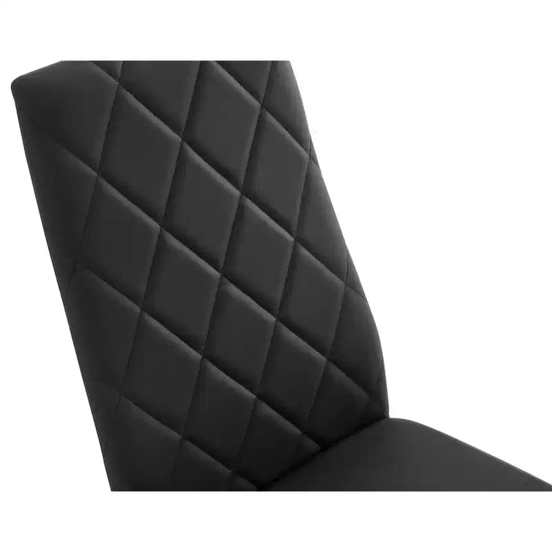 Ensemble de salle à manger 5/7 pièces, table de salle à manger avec chaises en PU et plateau en verre trempé, noir-ModernLuxe