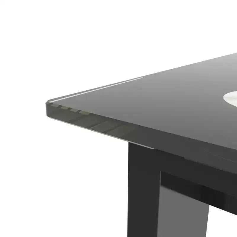 Ensemble de salle à manger 5/7 pièces, table de salle à manger avec chaises en PU et plateau en verre trempé, noir-ModernLuxe