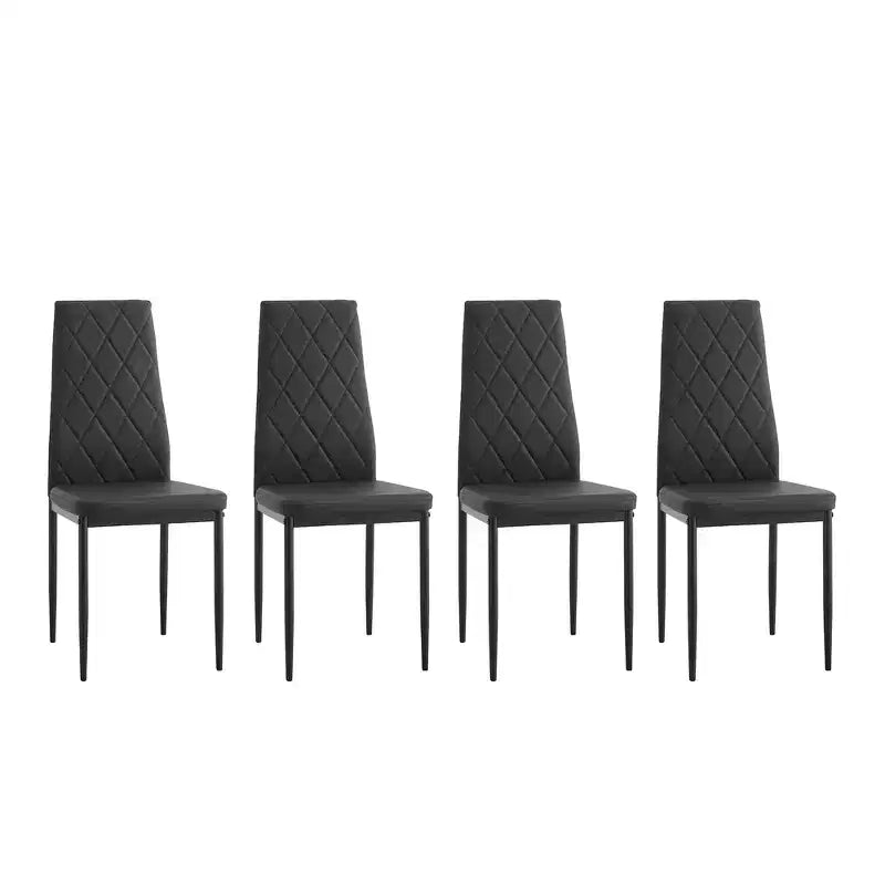 Ensemble de salle à manger 5/7 pièces, table de salle à manger avec chaises en PU et plateau en verre trempé, noir-ModernLuxe