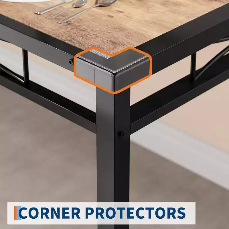 Ensemble table à manger pour 4, table de cuisine en bois avec 4 chaises rembourrées, ensemble de 4 chaises de table de cuisine avec angle anti-collision pour petit espace, cuisine