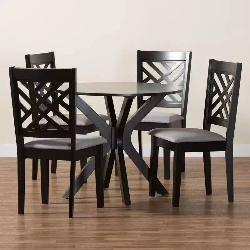Ensemble de salle à manger 5 pièces Baxton Studio Norah, en tissu gris moderne et bois finition brun foncé