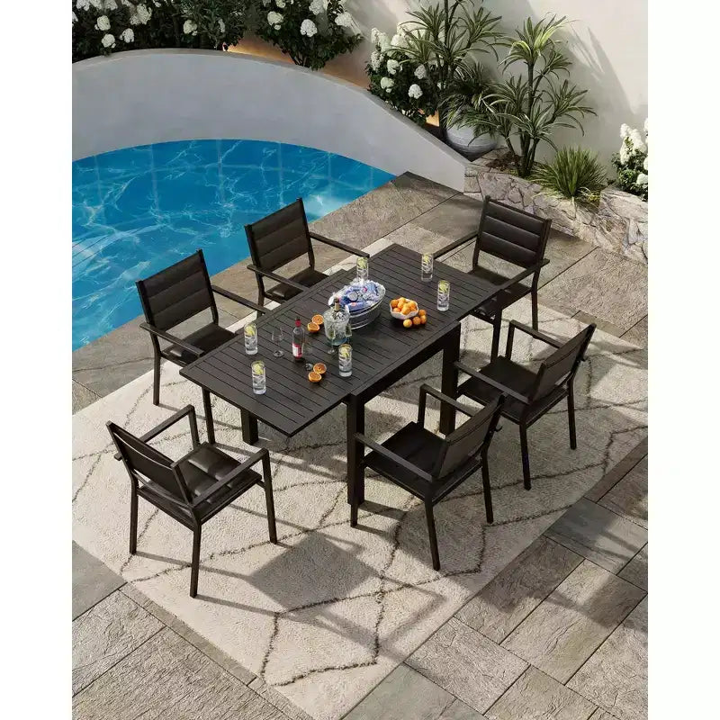 Lot de 2 chaises de patio empilables en aluminium avec tissu textilène pour terrasse, patio, cour.