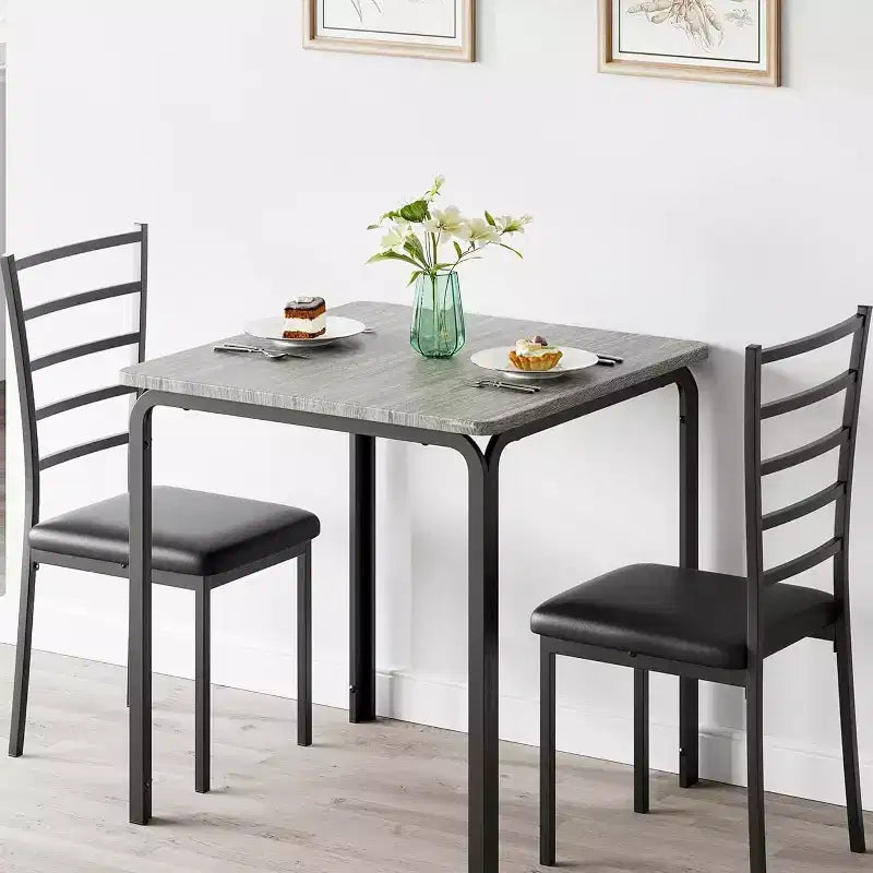 Ensemble compact de trois pièces : table de salle à manger double et chaises, table de salle à manger peu encombrante avec chaises rembourrées pour les petits espaces, les coins repas